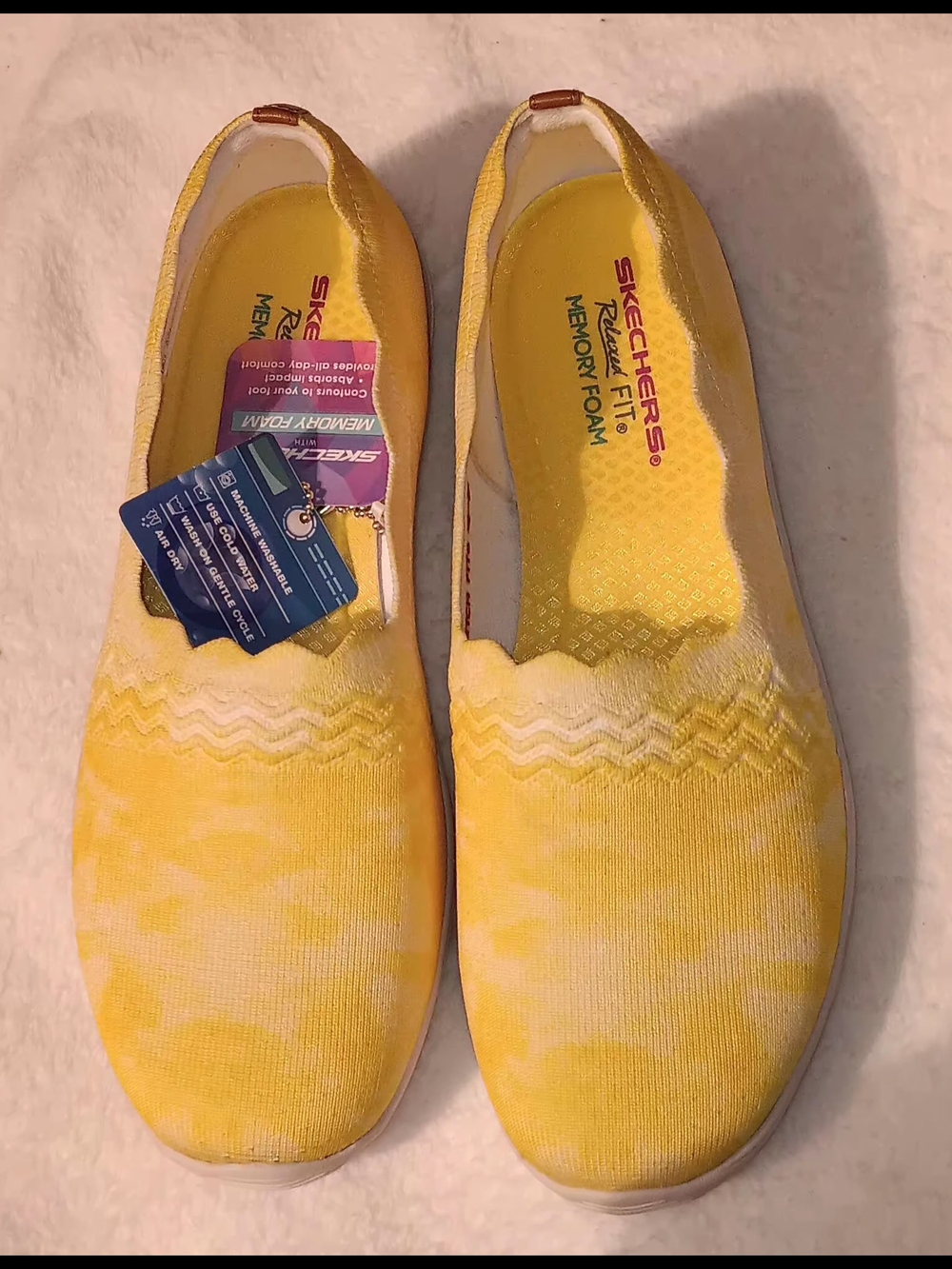 Skechers Yellow Slip-On Memory Foam Sneakers